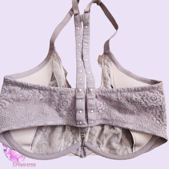 Victoria's secret bra 32DDD lightly lined full coverage halter pearls wide strap - Picture 2 of 5